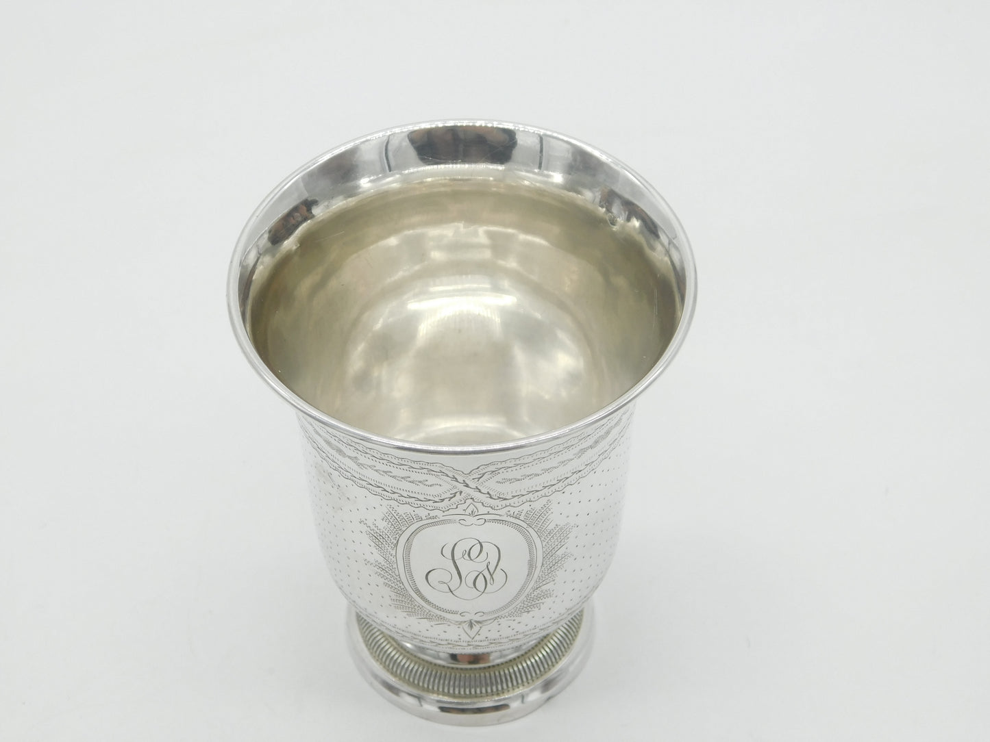 Victorian French .950 Silver Floral Engraved Wine Beaker c1850 Antique