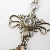 18th Century Sterling Silver Iberian Style Rock Crystal Pendant Necklace Antique