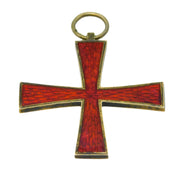 Victorian Sterling Silver Gilt Red Guilloche Enamel Maltese Cross Fob Antique c1880