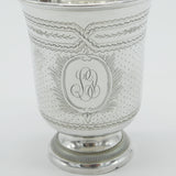 Victorian French .950 Silver Floral Engraved Wine Beaker c1850 Antique