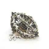 18th Century Iberian Sterling Silver & Gold Paste Set Floral Brooch Antique
