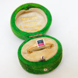 9ct Yellow Gold, Ruby & Garnet Square Solitaire Ring Vintage c1980