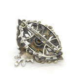 18th Century Iberian Sterling Silver & Gold Paste Set Floral Brooch Antique