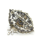 18th Century Iberian Sterling Silver & Gold Paste Set Floral Brooch Antique