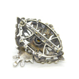 18th Century Iberian Sterling Silver & Gold Paste Set Floral Brooch Antique