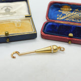 Victorian 15ct Yellow Gold & Seed Pearl Button Hook Fob Pendant Antique c1890