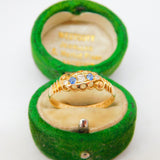 Edwardian 18ct Yellow Gold, Sapphire & Diamond Boat Ring Antique 1905 Chester