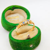 Edwardian 18ct Yellow Gold, Sapphire & Diamond Boat Ring Antique 1905 Chester