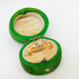 Edwardian 18ct Yellow Gold, Sapphire & Diamond Boat Ring Antique 1905 Chester