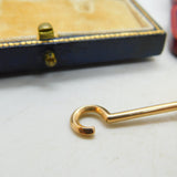 Victorian 15ct Yellow Gold & Seed Pearl Button Hook Fob Pendant Antique c1890
