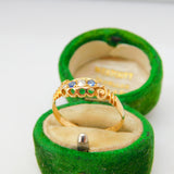 Edwardian 18ct Yellow Gold, Sapphire & Diamond Boat Ring Antique 1905 Chester