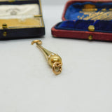 Victorian 15ct Yellow Gold & Seed Pearl Button Hook Fob Pendant Antique c1890