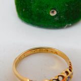 Edwardian 18ct Yellow Gold, Sapphire & Diamond Boat Ring Antique 1905 Chester