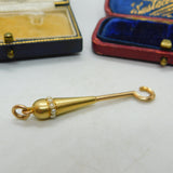 Victorian 15ct Yellow Gold & Seed Pearl Button Hook Fob Pendant Antique c1890