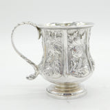 George IV Sterling Silver Floral Pattern Christening Mug Antique 1828 London