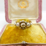 1ct Rose Cut Diamond Set 18ct Gold Floral Band Ring Antique c1800 Georgian
