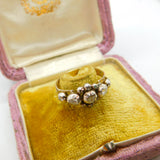 1ct Rose Cut Diamond Set 18ct Gold Floral Band Ring Antique c1800 Georgian