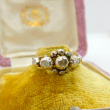 1ct Rose Cut Diamond Set 18ct Gold Floral Band Ring Antique c1800 Georgian