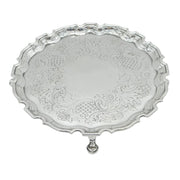 George II Sterling Silver Floral Pattern Salver Dish Antique 1736 London
