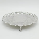 George II Sterling Silver Floral Pattern Salver Dish Antique 1736 London