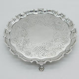 George II Sterling Silver Floral Pattern Salver Dish Antique 1736 London