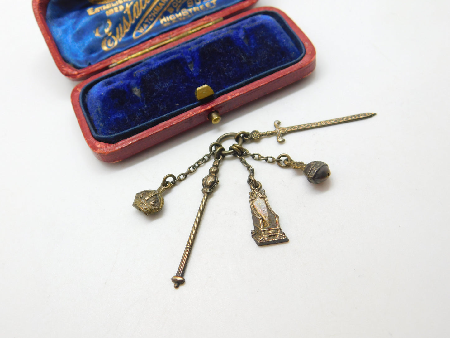 King George V Sterling Silver Gilt Coronation Charm Pendant Antique 1911