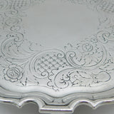 George II Sterling Silver Floral Pattern Salver Dish Antique 1736 London