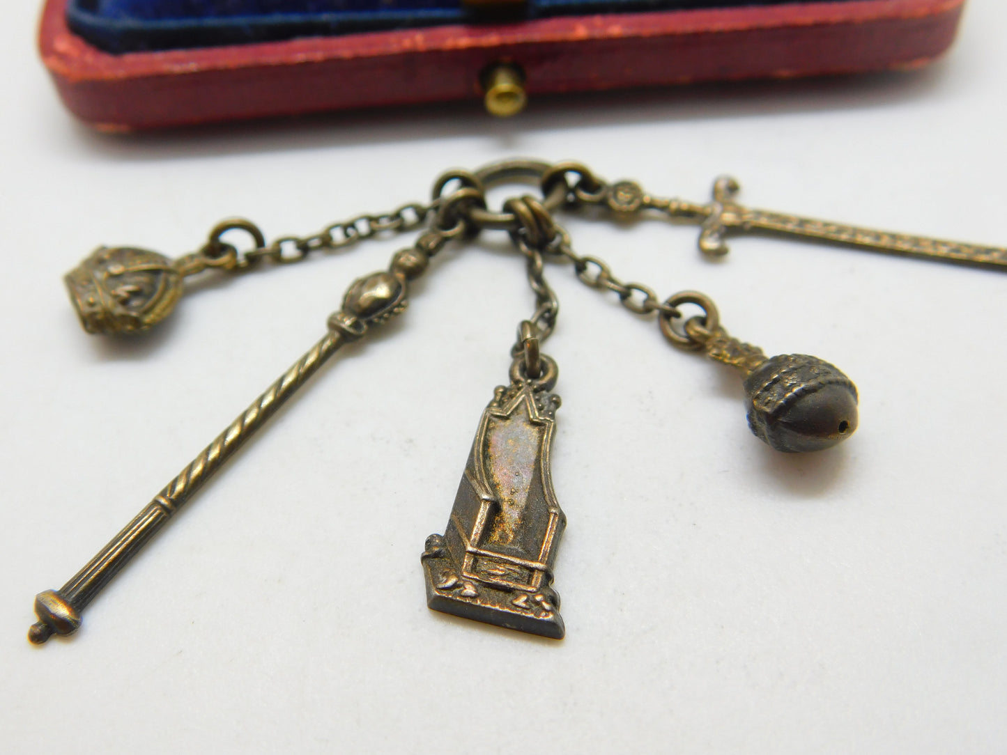 King George V Sterling Silver Gilt Coronation Charm Pendant Antique 1911