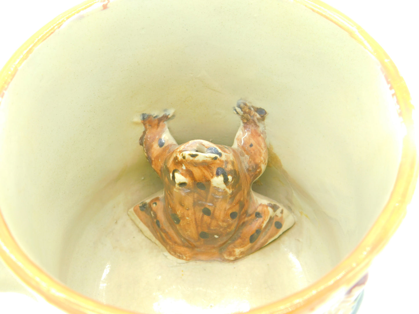 19th Century Staffordshire Large Ceramic Novelty Frog Mug Antique c1840