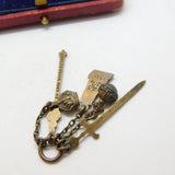 King George V Sterling Silver Gilt Coronation Charm Pendant Antique 1911