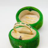 14ct Yellow Gold, Emerald & Diamond Half-Eternity Ring Vintage c1980