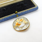 Georgian Rose Gold & Carved Shell 'Doves of Pliny' Cameo Brooch Antique c1790