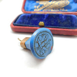 Georgian 9ct Rose Gold & Blue Hardstone Initial Intaglio Fob Antique c1800