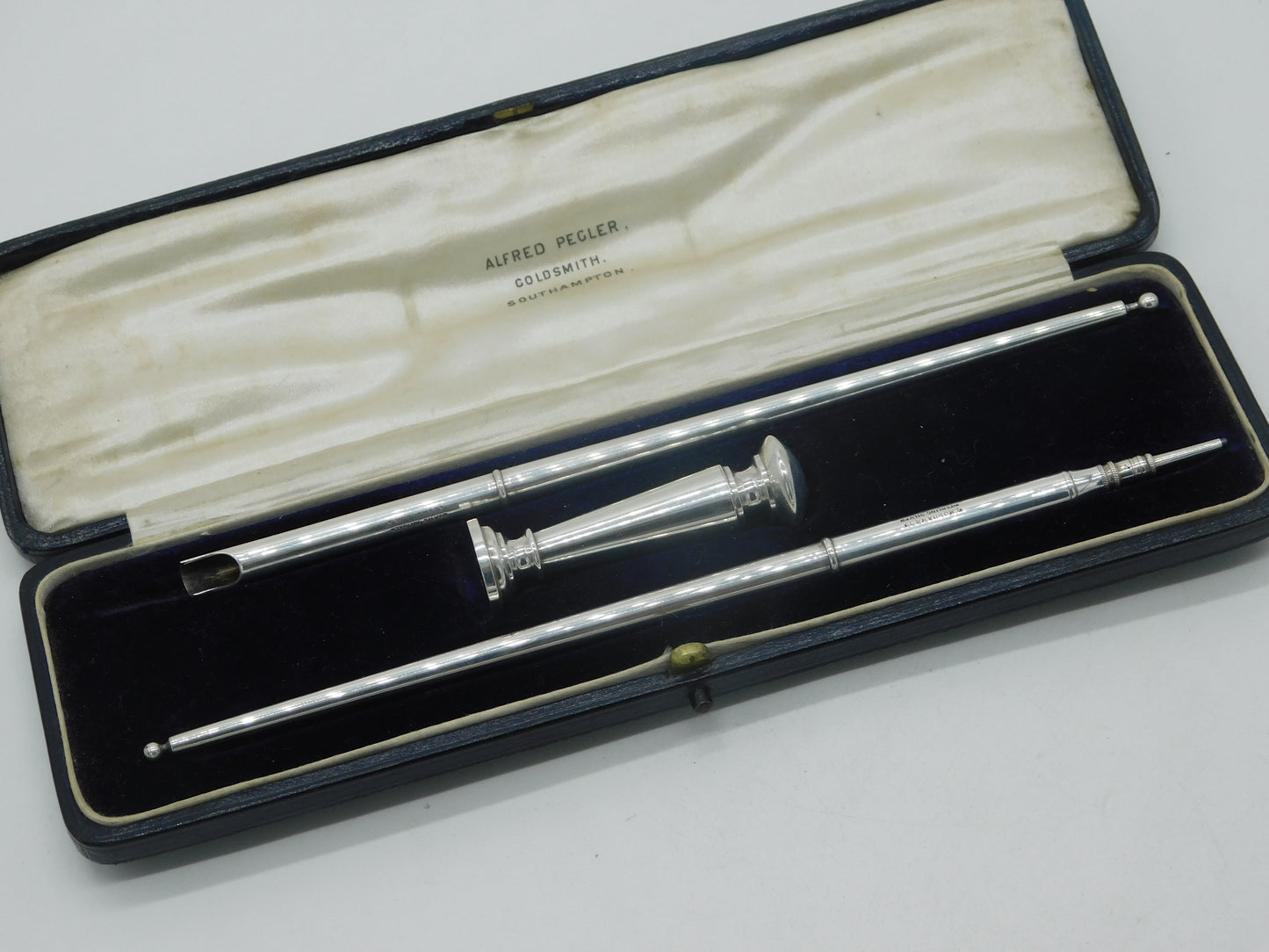 Boxed Sampson Mordan Sterling Silver Complete Desk Set Antique 1919 Chester