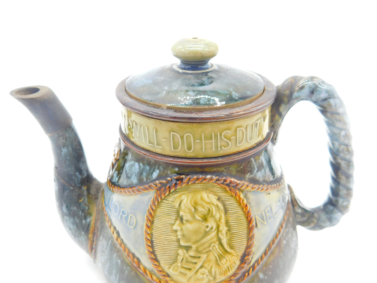 Georgian Royal Doulton Admiral Lord Nelson Teapot Antique c1805 AF Spout