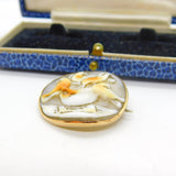 Georgian Rose Gold & Carved Shell 'Doves of Pliny' Cameo Brooch Antique c1790
