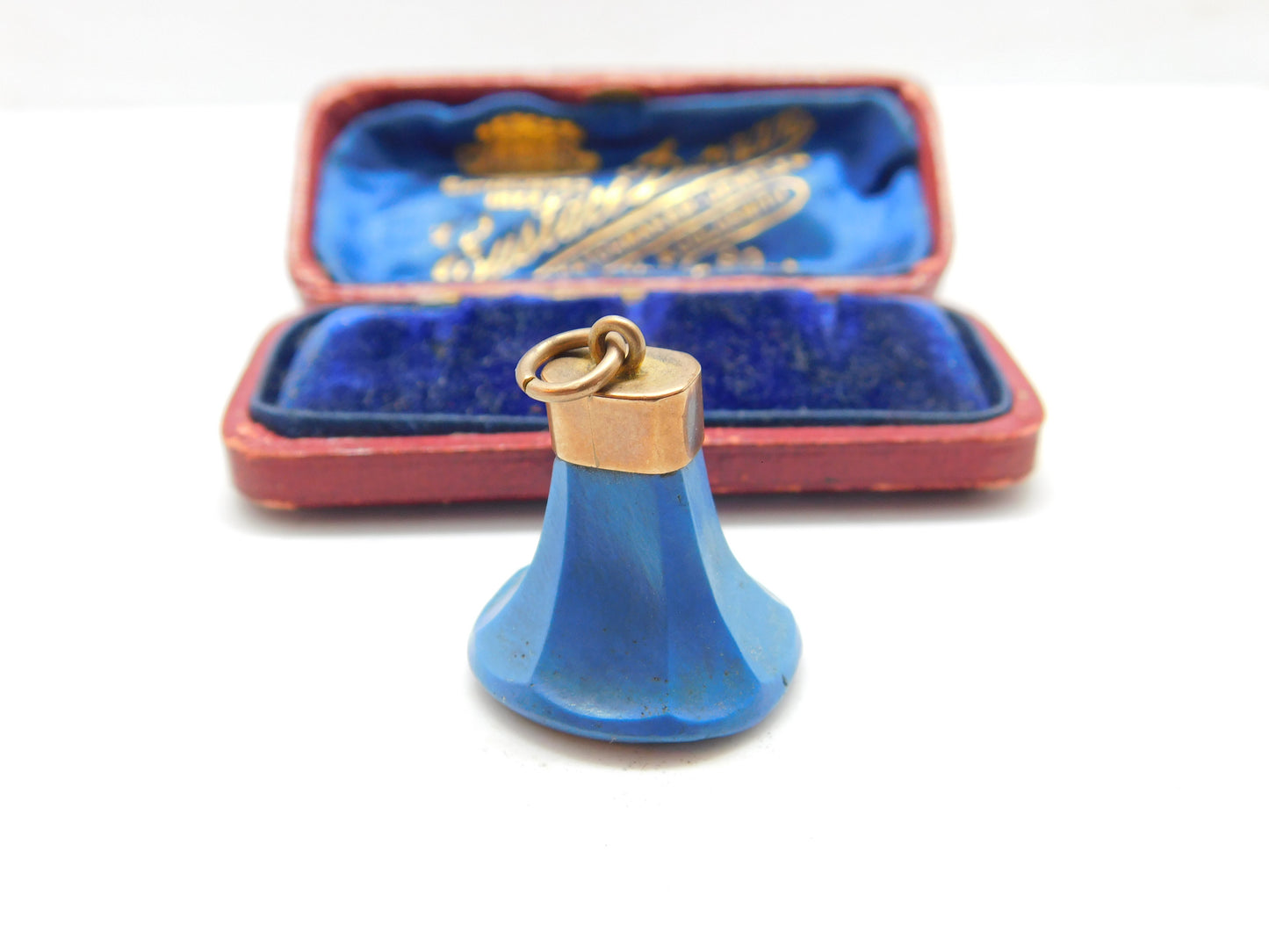 Georgian 9ct Rose Gold & Blue Hardstone Initial Intaglio Fob Antique c1800