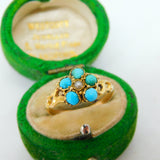 George IV 15ct Yellow Gold, Turquoise & Pearl Floral Dress Ring Antique c1830