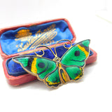 David Andersen Sterling Silver Gilt & Enamel Butterfly Brooch Antique c1940 Deco