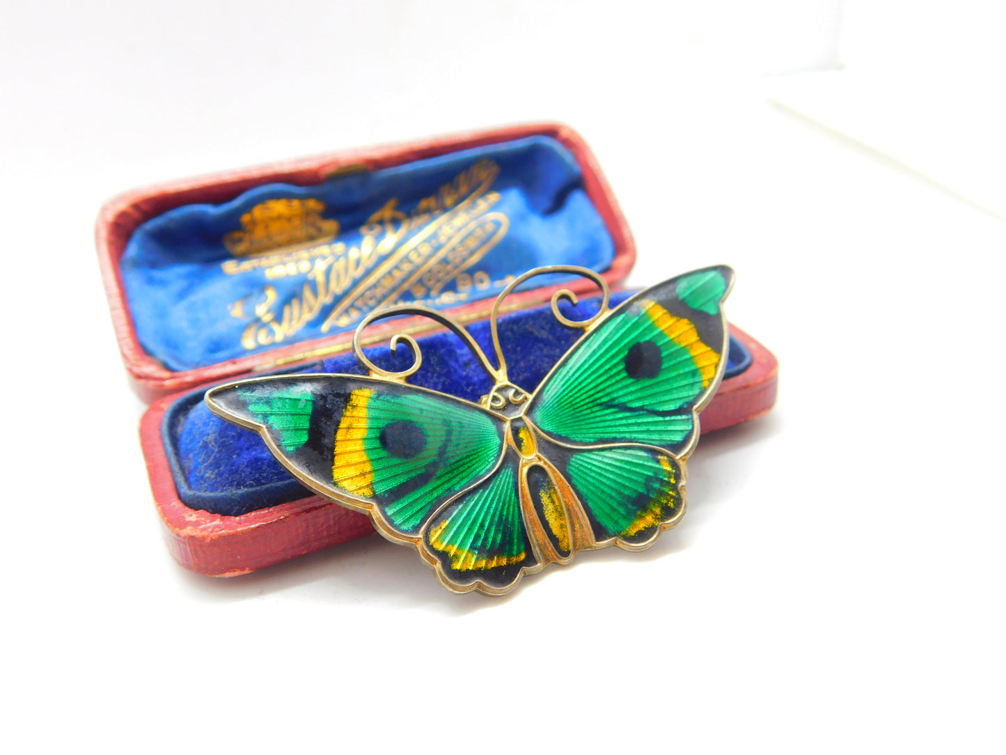 David Andersen Sterling Silver Gilt & Enamel Butterfly Brooch Antique c1940 Deco