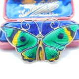 David Andersen Sterling Silver Gilt & Enamel Butterfly Brooch Antique c1940 Deco