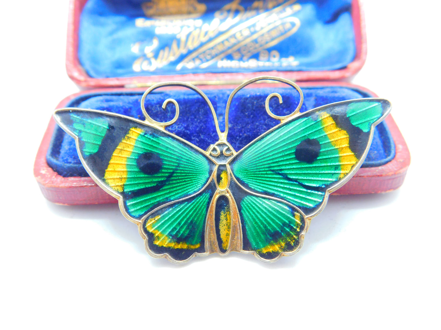 David Andersen Sterling Silver Gilt & Enamel Butterfly Brooch Antique c1940 Deco