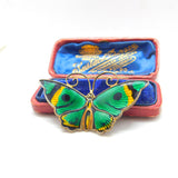 David Andersen Sterling Silver Gilt & Enamel Butterfly Brooch Antique c1940 Deco