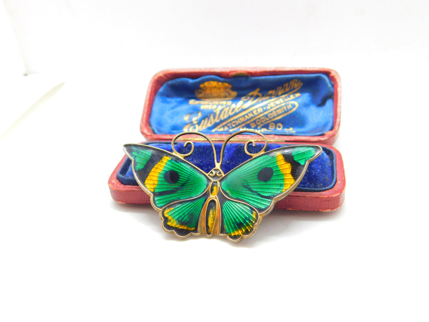 David Andersen Sterling Silver Gilt & Enamel Butterfly Brooch Antique c1940 Deco