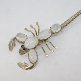 Sterling Silver Moonstone Cabochon Set Scorpion Brooch Antique c1920 Art Deco
