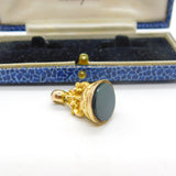 9ct Yellow Gold Victorian Style Bloodstone Set Fob Seal Pendant Vintage c1970