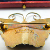 David Andersen Sterling Silver Gilt & Enamel Butterfly Brooch Antique c1940 Deco