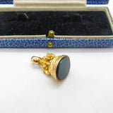 9ct Yellow Gold Victorian Style Bloodstone Set Fob Seal Pendant Vintage c1970