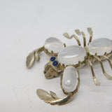 Sterling Silver Moonstone Cabochon Set Scorpion Brooch Antique c1920 Art Deco
