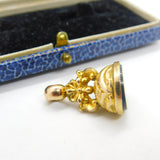 9ct Yellow Gold Victorian Style Bloodstone Set Fob Seal Pendant Vintage c1970